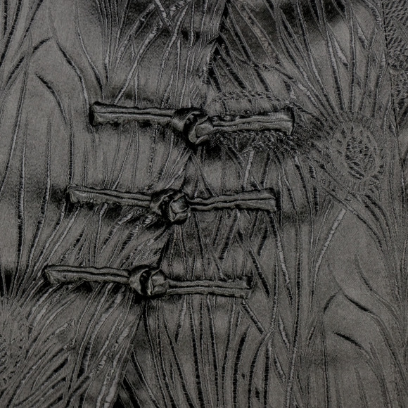 Dragon Silk Blazer Jacket Asymmetric Womens XXL Black 100% Silk Knotted Buttons - Picture 5 of 10